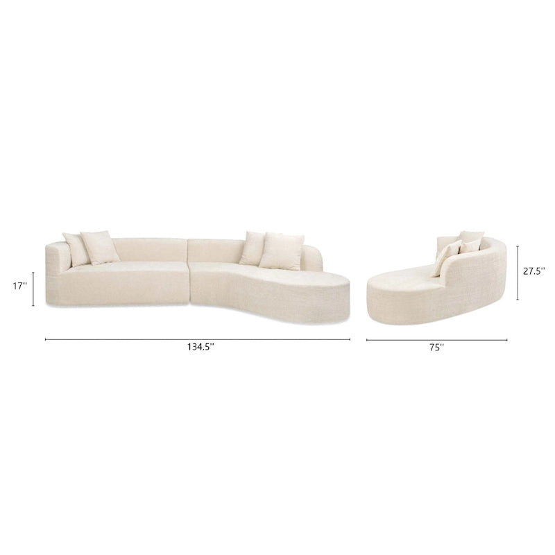 Mallory 134.5 Sofa-in-a-Box RAF Curved Sectional Sofa