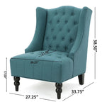 Contemporary Design Upholstered Wingback Chair, Hi-back Club Chair with Wood Legs