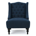 Contemporary Design Upholstered Wingback Chair, Hi-back Club Chair with Wood Legs