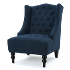 Contemporary Design Upholstered Wingback Chair, Hi-back Club Chair with Wood Legs