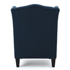 Contemporary Design Upholstered Wingback Chair, Hi-back Club Chair with Wood Legs