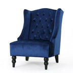 Contemporary Design Upholstered Wingback Chair, Hi-back Club Chair with Wood Legs