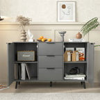 Sideboard Buffet Cabinet with Storage, Wood Coffee Bar Cabinet, 3 Drawers & 2 Doors, Buffet Cabinet Cupboard