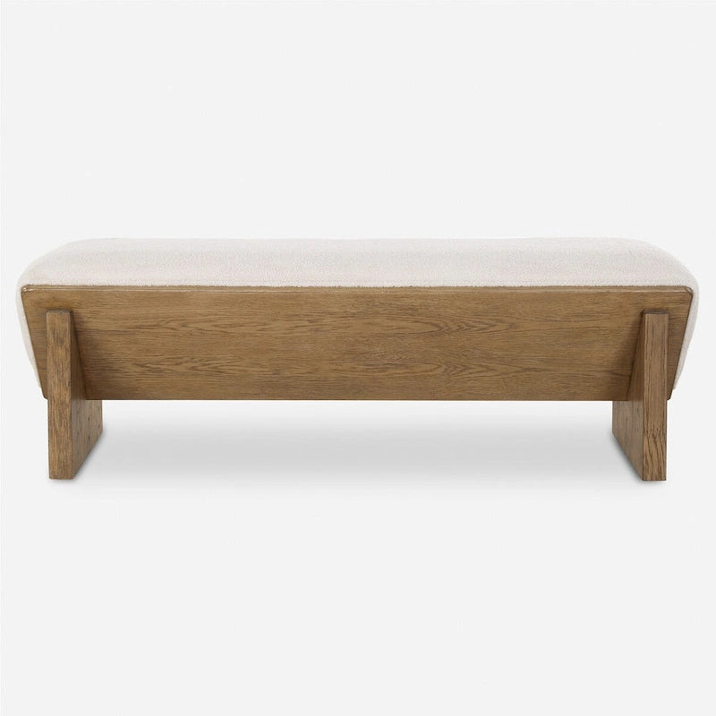 Uttermost Wedged Ivory Fabric Bench - 17 H X 59 W X 19 D