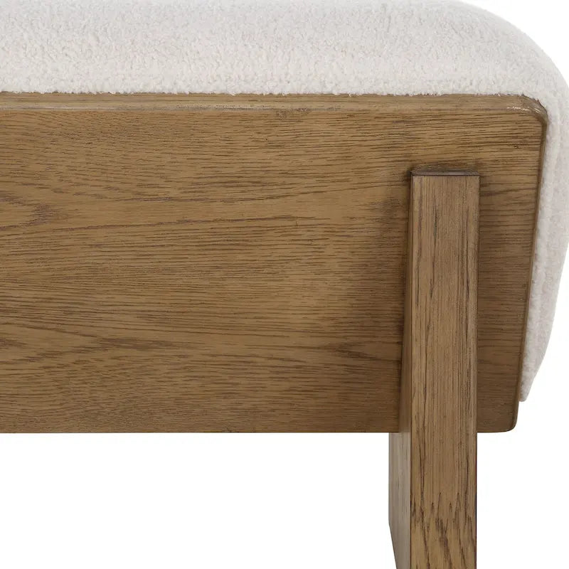 Ivory Faux Sheepskin Waterfall Bench - 59" Wide