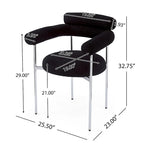 Sedie da pranzo con braccioli imbottite e gambe in metallo (set da 2), nere