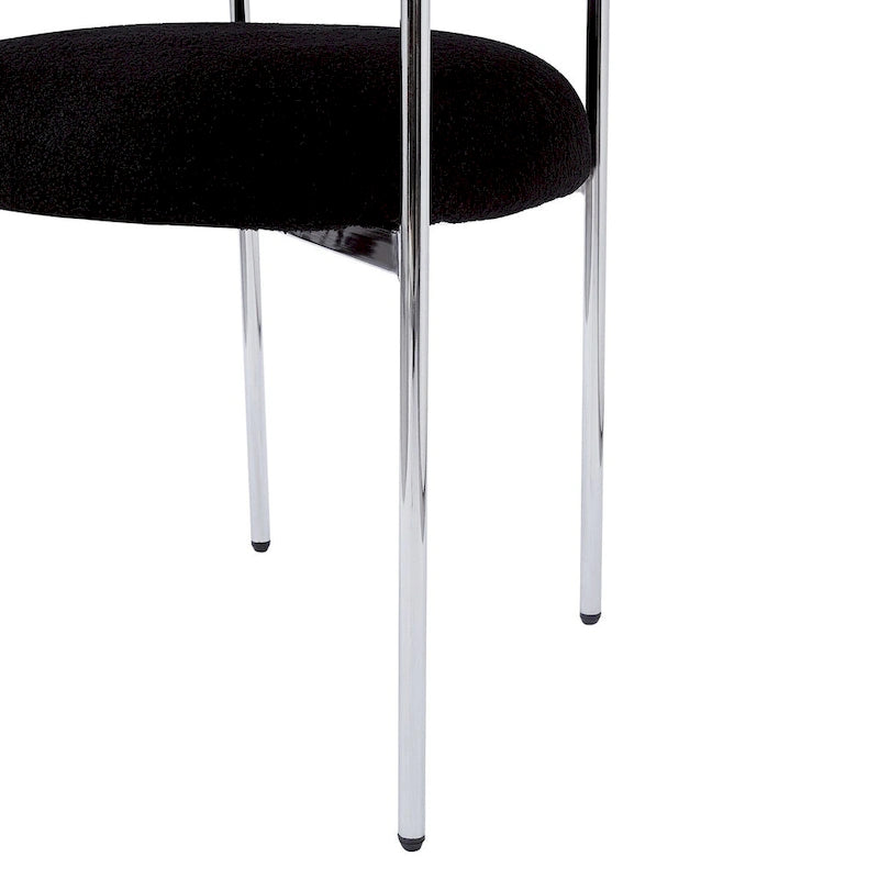 Sedie da pranzo con braccioli imbottite e gambe in metallo (set da 2), nere