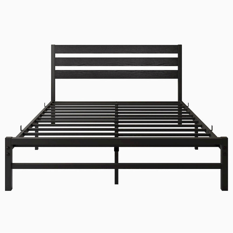 Platform Bed Frame With Wooden Headboard, Under Bed Storage, Non-Slip