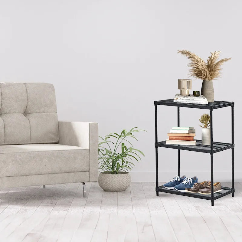 Design Ideas MeshWorks 3 Tier Full-Size Metal Storage Shelving Unit Rack, White - 12