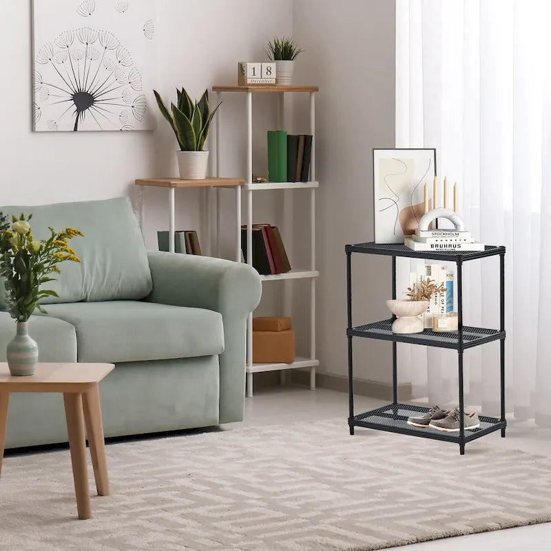 Design Ideas MeshWorks 3 Tier Full-Size Metal Storage Shelving Unit Rack, White - 12