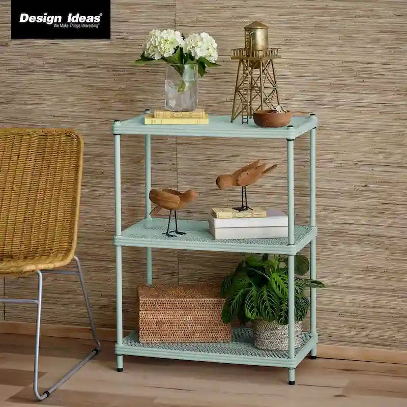 Design Ideas MeshWorks 3 Tier Full-Size Metal Storage Shelving Unit Rack, White - 12