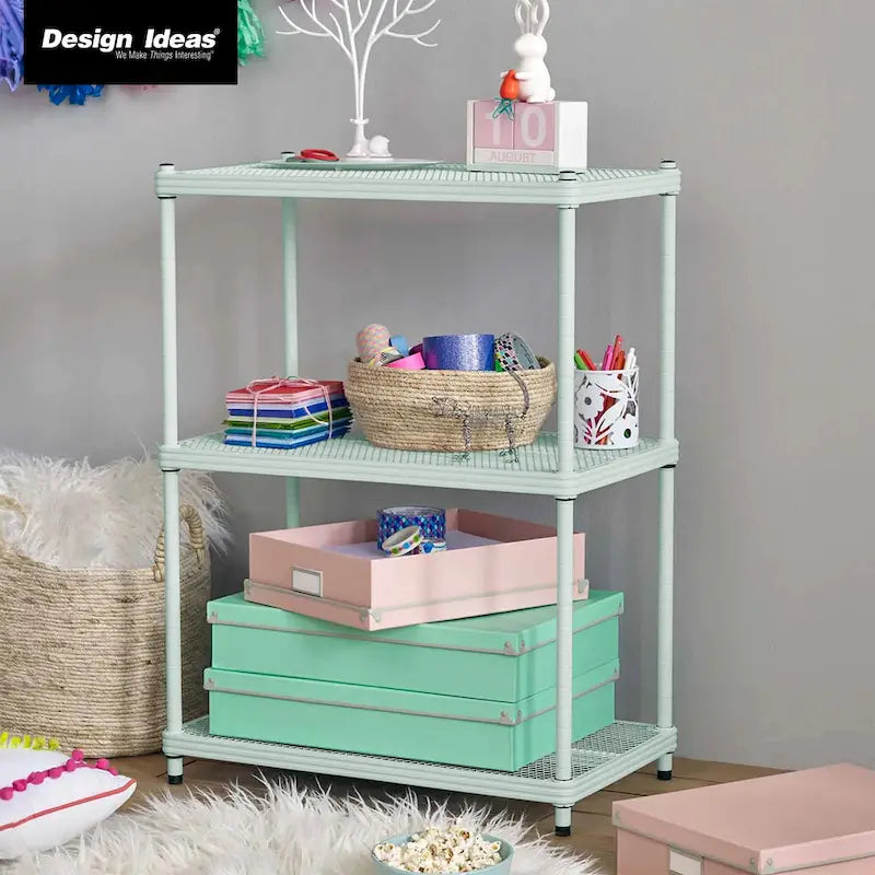 Design Ideas MeshWorks 3 Tier Full-Size Metal Storage Shelving Unit Rack, White - 12