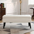 Storage Bench with Storage,End of Bed Bench,Entryway Bench,Storage Ottoman Bench 43.3 W x 17.7 White PU Leather Bench