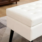 Storage Bench with Storage,End of Bed Bench,Entryway Bench,Storage Ottoman Bench 43.3 W x 17.7 White PU Leather Bench