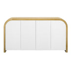 White 4-Door Wavy Panel Storage Cabinet
