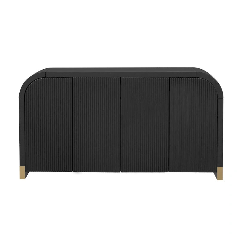 White 4-Door Wavy Panel Storage Cabinet