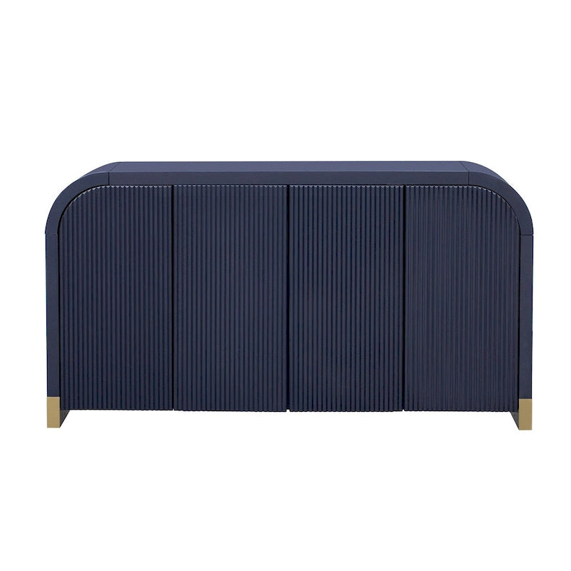 White 4-Door Wavy Panel Storage Cabinet