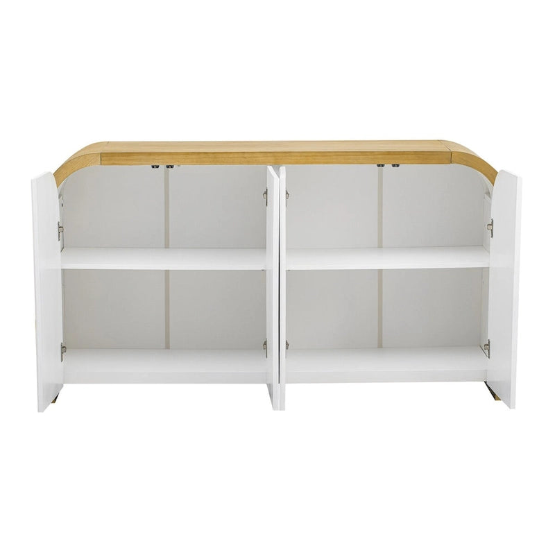 White 4-Door Wavy Panel Storage Cabinet