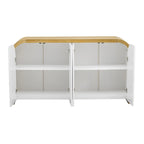 White 4-Door Wavy Panel Storage Cabinet