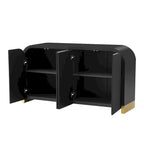 White 4-Door Wavy Panel Storage Cabinet