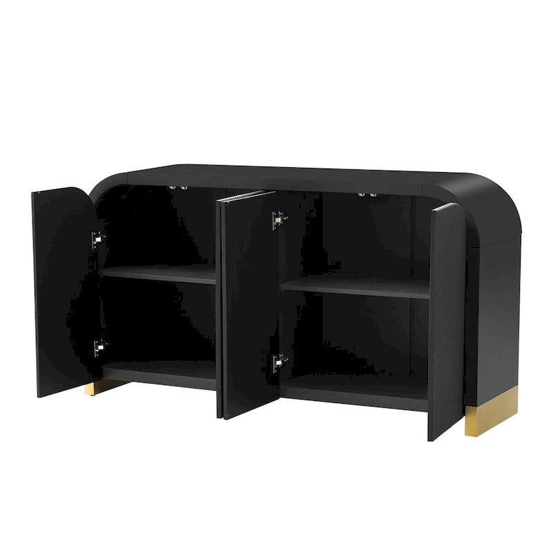 White 4-Door Wavy Panel Storage Cabinet