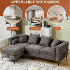 Modern Convertible Tufted Chenille L Shaped Sectional Sofa
