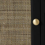 Mobile con 3 cassetti e 1 anta in legno fatti a mano con frontale in rattan - Nero - Roche River Decor
