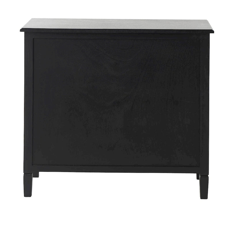 Mobile con 3 cassetti e 1 anta in legno fatti a mano con frontale in rattan - Nero - Roche River Decor