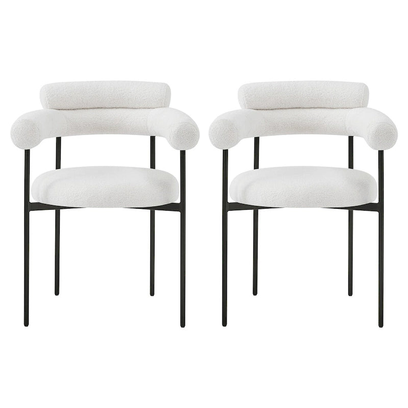 Sedie da pranzo imbottite con braccioli e gambe in metallo per casa, cucina, soggiorno (set da 2)