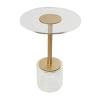 Acrylic Plastic Side End Accent Table with Elevated Base and Gold Stand - Clear - Roche River Decor
