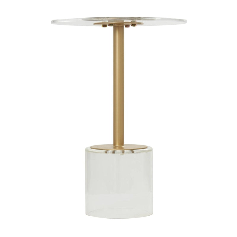 Acrylic Plastic Side End Accent Table with Elevated Base and Gold Stand - Clear - Roche River Decor
