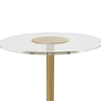 Acrylic Plastic Side End Accent Table with Elevated Base and Gold Stand - Clear - Roche River Decor