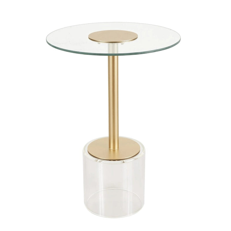 Acrylic Plastic Side End Accent Table with Elevated Base and Gold Stand - Clear - Roche River Decor
