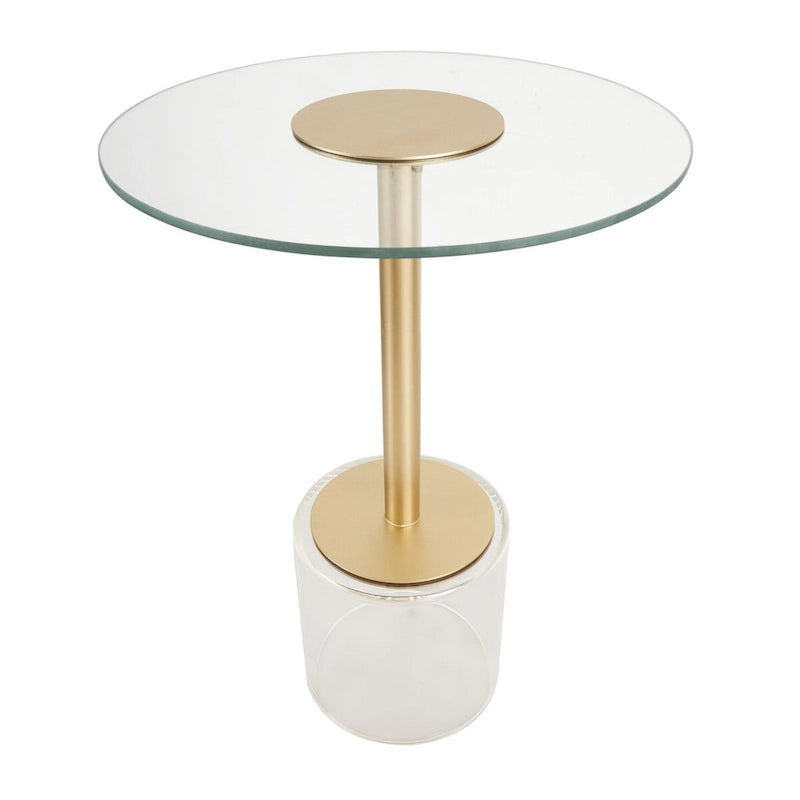 Acrylic Plastic Side End Accent Table with Elevated Base and Gold Stand - Clear - Roche River Decor
