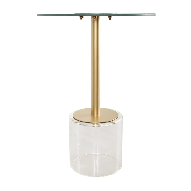 Acrylic Plastic Side End Accent Table with Elevated Base and Gold Stand - Clear - Roche River Decor