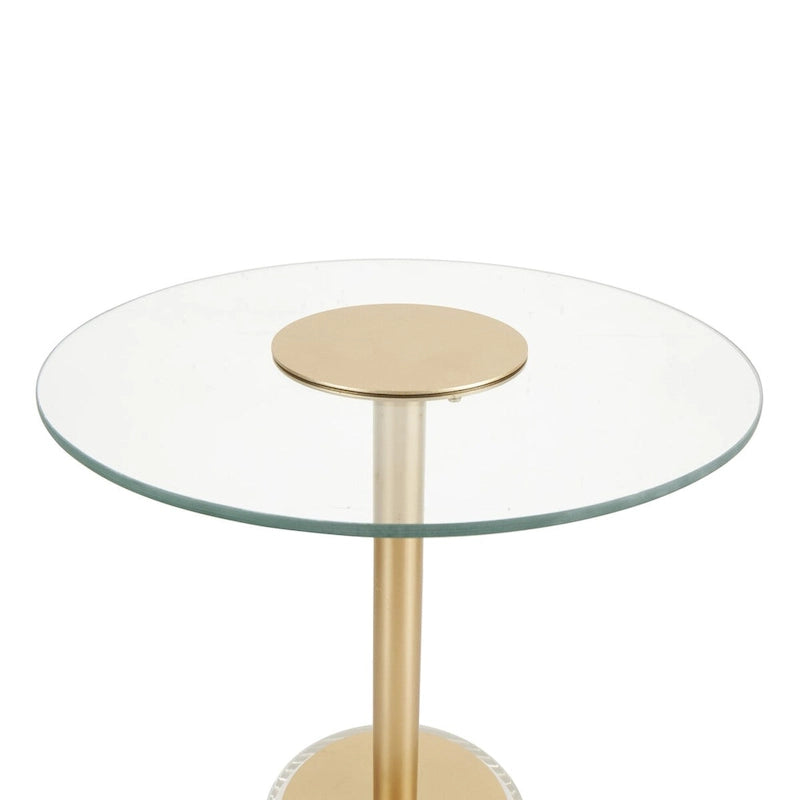 Acrylic Plastic Side End Accent Table with Elevated Base and Gold Stand - Clear - Roche River Decor