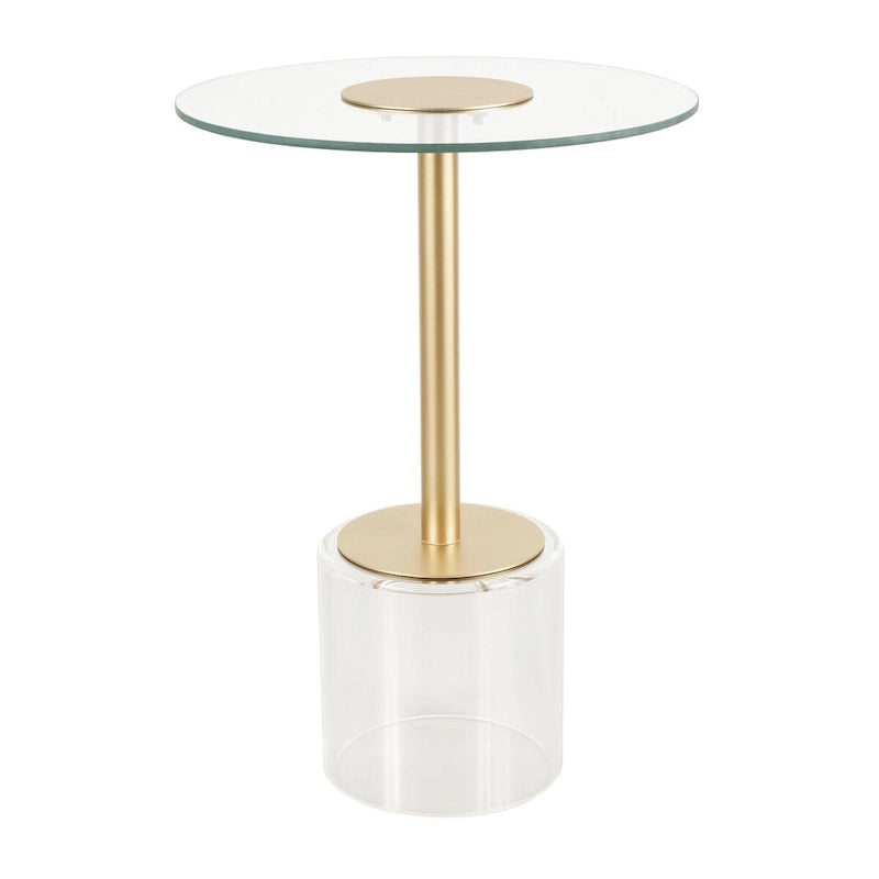 Acrylic Plastic Side End Accent Table with Elevated Base and Gold Stand - Clear - Roche River Decor