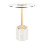 Acrylic Plastic Side End Accent Table with Elevated Base and Gold Stand - Clear - Roche River Decor