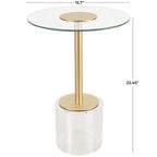 Acrylic Plastic Side End Accent Table with Elevated Base and Gold Stand - Clear - Roche River Decor