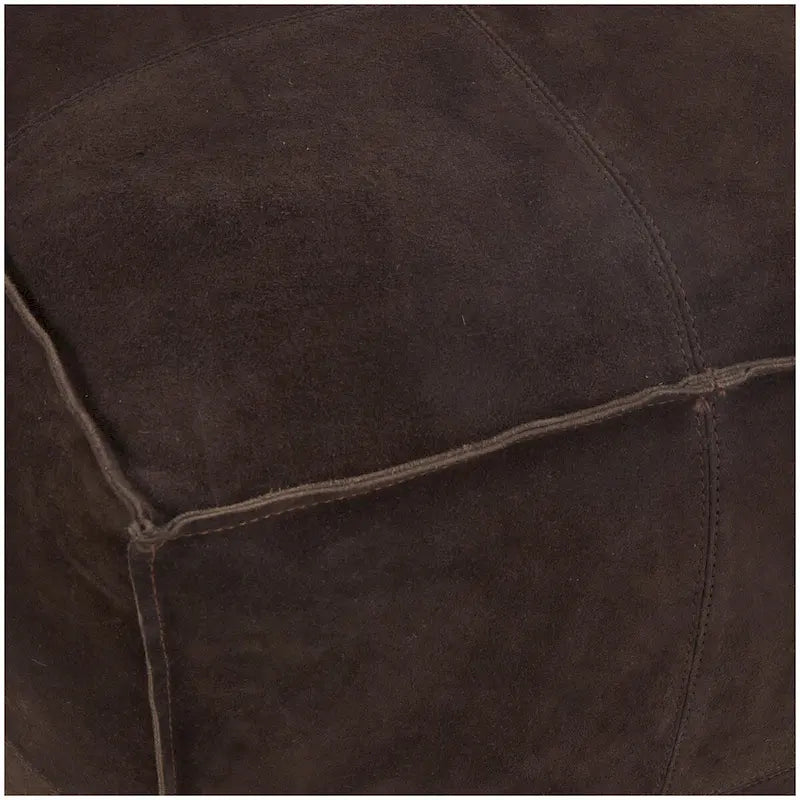 Leather Low Profile Square Pouf with Patchwork Design - Brown, Gray or Dark Brown- Roche River Decor