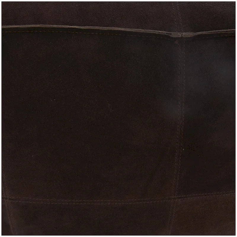 Leather Low Profile Square Pouf with Patchwork Design - Brown, Gray or Dark Brown- Roche River Decor