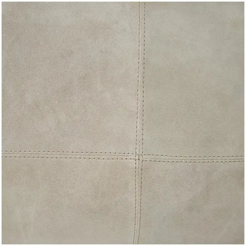 Leather Low Profile Square Pouf with Patchwork Design - Brown, Gray or Dark Brown- Roche River Decor