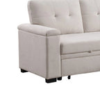 Lusy 85 Inch Reversible Sleeper Sectional Sofa with Storage Chaise, Beige